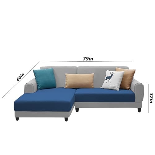 Image of Kraven LHS 4 Seater L Shape Sofa Set for Living Room (Blue Grey Fabric) Premium Fabric Sofa