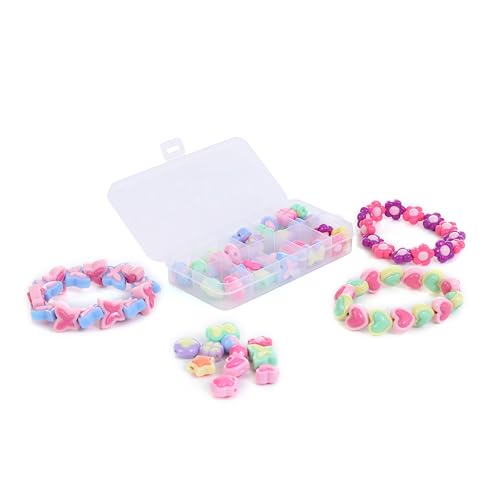 Image of Ambitieux DIY Bracelet Making Kit for Girls - 12 Types Colorful Beads with Charms, Elastic Thread, Earrings, Clasps & Rings - Jewellery Craft Kit for Kids, Birthday Return Gift, Rakhi Special Set for 2 3 4 5 6 7 8 9 10 years (BIG beads)