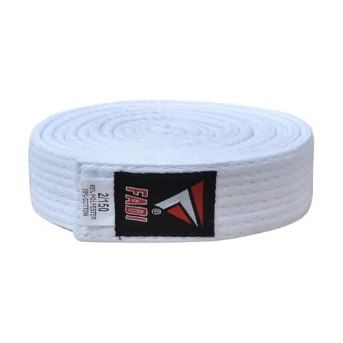 Fadi Sports Martial Arts Belt for Karate, Judo, Aikido and Taekwondo - Durable Cotton-Polyester Blend for Adults and Kids (White, 0) Cover