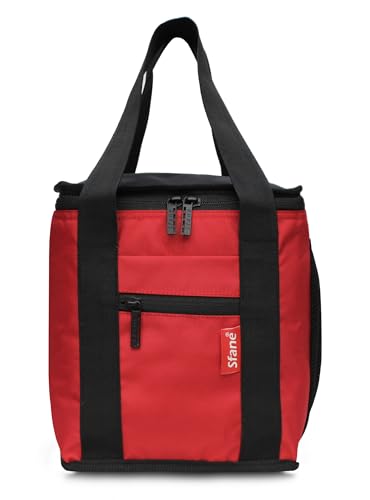 Image of Sfane Insulated Lunch Bag - Compact, Easy Wash, Smooth Zipper & Lightweight - Tote Bag & Container, Tiffin Bag for Men, Women, Adults (Red)