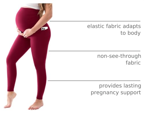 Image of Walifrey Women's Maternity Leggings with Pockets Over The Belly,Pregnancy Yoga Pants Activewear Workout Leggings
