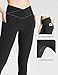 BALEAF Leggings with Pockets for Women Yoga Workout Activewear Pants High Waisted Cross Over Tummy Control Criss V Waist Lightweight 25'' Black L