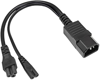 C14 to C5+C7 Y Splitter Power Plug Cord YACSEJAO 10A/250V IEC320 C14 Male to C5+C7 Y Split Short Power Adapter Cable(1FT/30CM)