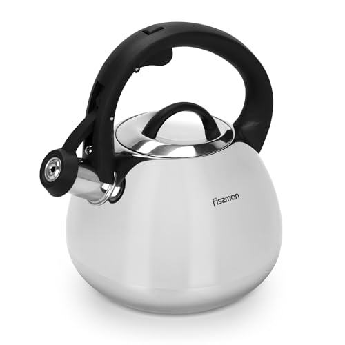 Fissman Whistling Tea Kettle 2.5L, Stainless Steel 18/10 INOX304 Kettle | Mirror-Polished Finish | Bakelite Handle | Induction Bottom for all Cooktops...