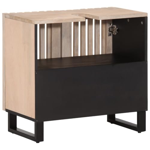 Armario para lavabo de baño de 62x34x58 cm con mango de madera maciza 7