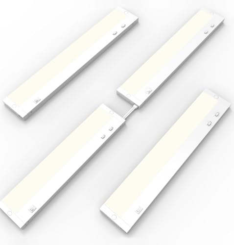 Image of Under Cabinet Lighting Plug in,10W 120V 3 Color 3000K /4000K /5000K,3 Brightness,Super Bright,Ultra Thin Under Counter Lights for Kitchen,Linkable LED Cabinet Light(18inch,White,4Pack)