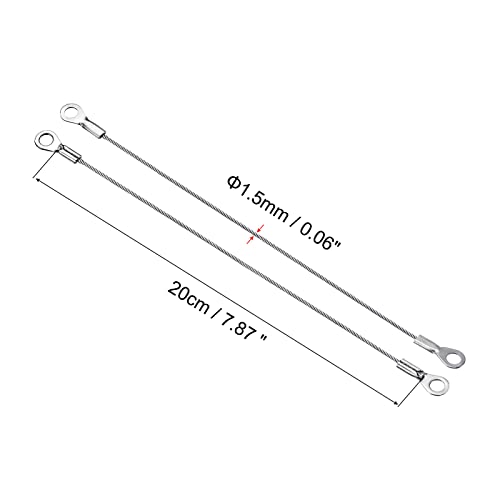 PATIKIL Stainless Steel Lanyard Cable 1.5mmx20cm, 4 Pack Eyelets Ended Security Wire Rope, Silver - Image 2