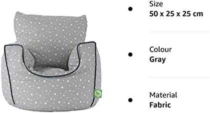 Cotton Grey Stars Bean Bag Arm Chair with Beans Toddler Size From Bean Lazy