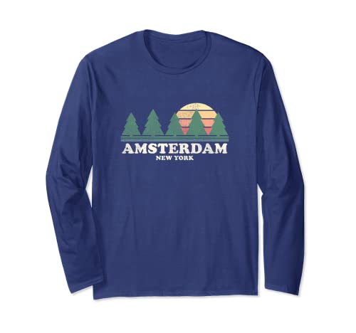 Amsterdam NY T-shirt rétro années 70 Manche Longue