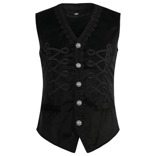 Gothic Steampunk Vest for Men Victorian Waistcoat Medieval Court Retro Slim Fit Vests Sleeveless Jacket