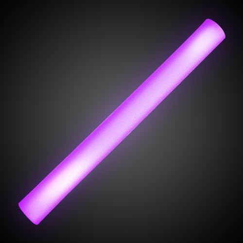 Fun Central 16” LED Foam Sticks – 12 Pack Light Up Cheer Batons with Flashing Modes for Christmas Parties & New Year’s Eve Countdown Celebrations (Purple)