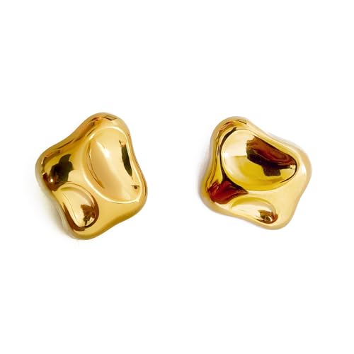 14K gold plated chunky alloy stud earrings for women trendy statement earring for jewelry gifs2
