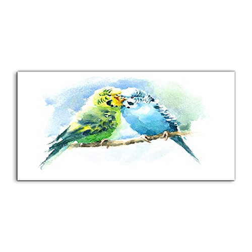 Tableau acrylique 100x50cm oiseaux aquarelle pour la décoration murale du salon