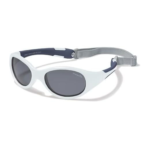 Mausito® Solglasögon barn 2–4 år, pojkar och flickor, BIEGSAME, barnsolglasögon med band I 100 % UV-skydd I ultralätta solglasögon för barn, europeisk design, solglasögon barn, Vit svart blå