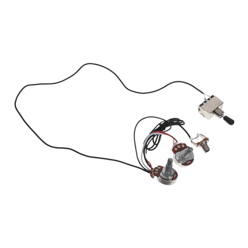 GLSTOY 4個エレキギター配線ハーネスキット 大型電子部品 ウェイトグルスイッチ クローム仕様 黒キャップ付き ギターパーツ交換用