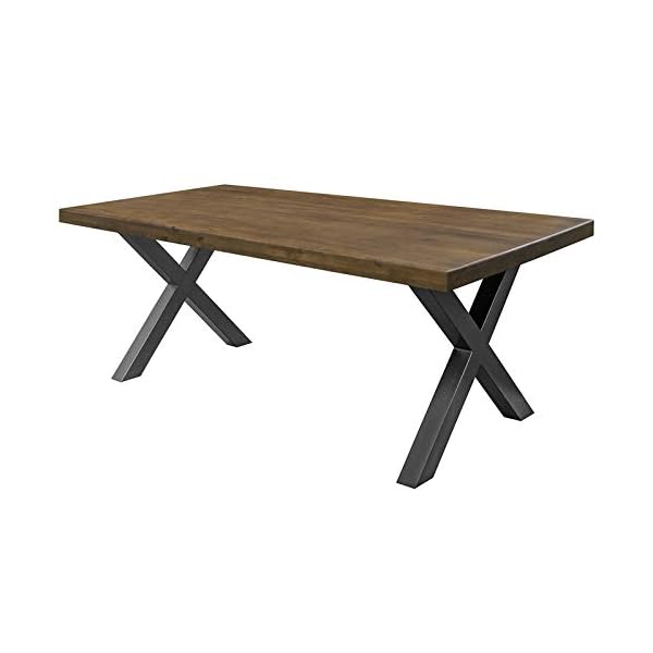 COMIFORT NR-CHG+X Dining Table - Furniture for Living Room Office Robust Modern Solid Oak Chicago, X-Form Steel Legs