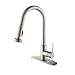 HOMELODY Brushed Nickel Pull Down Kitchen Faucet, Kitchen Sink Faucets with Pull Down Sprayer, Single Handle Laundry Faucet with Deck Plate, High Arc Pull Out Kitchen Faucets