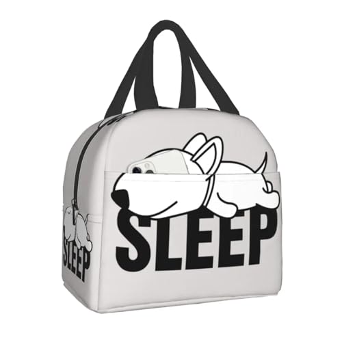 Sleep Bull Terrier Dog Lonchero portátil para Mujer Enfriador térmico multifunción Comida Bolsa de Almuerzo aislada Bolsa de Almacenamiento Escolar para niños