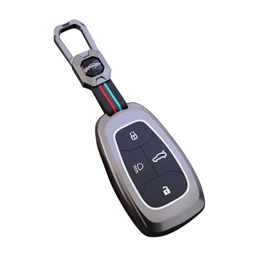 Image of BKN Luxury Metal Soft Car Key Cover Shell with Keychain & Full Protection Compatible with Tata Nexon | Harrier | Safari | Altroz | Tigor | EV | Punch | Tiago EV Electric 4 Button Smart Key Only