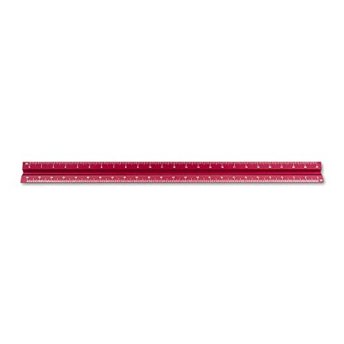 Image of Alumicolor Aluminum Engineer Solid Drafting Scale, 12IN, Red