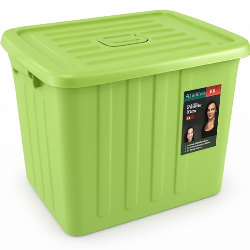 Image of Jumbo Box Large Storage Container with Lid, 250L Capacity, Lime Green, Durable Plastic