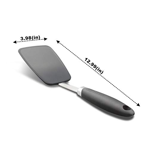 Hygienic Solid Heat-Resistant Flexible Silicone Spatula, Black Non-stick Silicone Turner