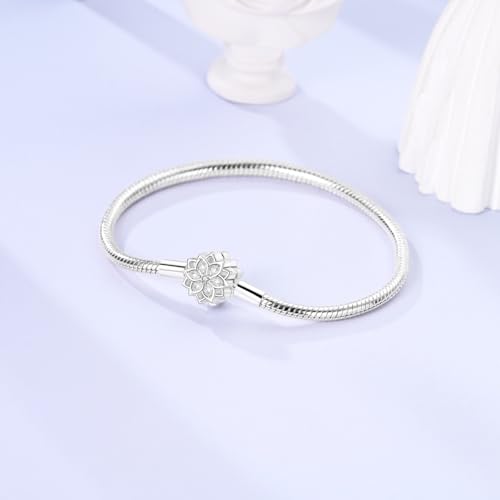 LAZA 925 Sterling Silver Charm Bracelet for Women Snake Chain Bracelet Star Moon Butterfly Burst Forth Bracelet Jewelry Gift for Women 6.7in-7.9in3