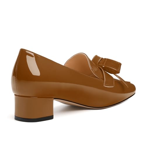 Image of Womens Loafer with Heel, Comfortable Chunky Heels for Women, Loafers Shoes with Bowknot Womens Bunion Dress Shoes