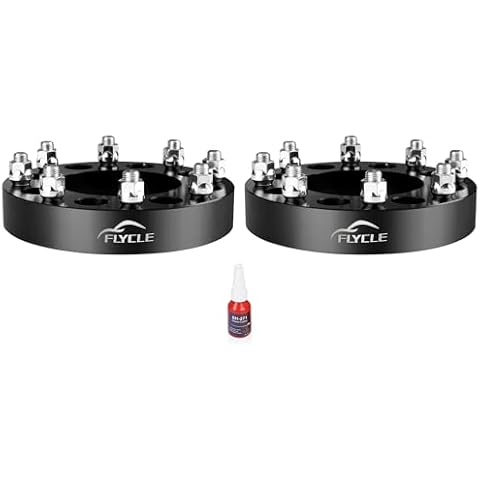 FLYCLE 8x6.5 to 8x180 Wheel Adapters, 1.5 inch 8x165.1mm to 8x180mm Wheel Adapter with M14x1.5 Studs & 117mm Center Bore for 1999-2010 Silverado Sierra 2500 3500 HD Cover