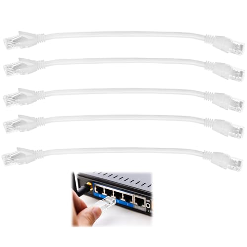 FunWorth Short Cat6 Ethernet Patch Cable 0.5m, High-Speed 1000Mbps Network LAN Patch Leads with RJ45 Connectors, White Cat6 Ethernet Cable for Router, Switch, PC, TV, Office Use (White 5Pcs, 50CM)