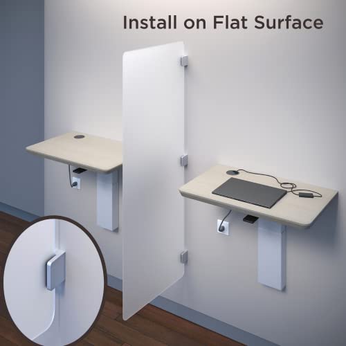 Square Glass Clamp, Glass Railing Spigot, Glass Bracket Holder, Silver Coated Aluminum Clamps For Flat And Curved Square Glass/Acrylic Surface. Clamps For Balustrade, Shelf Divider Panels. (Pack Of 4) #TOP4