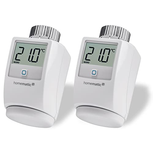 Homematic IP Smart Home Heizkörperthermostat 2er-Set, digitaler Thermostat Heizung, Heizungsthermostat, Steuerung per App, Alexa & Google Assistant, einfache Installation, Energie sparen, 140280A0