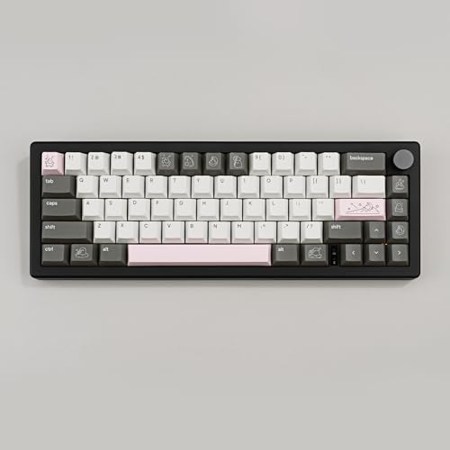 Teclas PBT para teclado mecánico Cherry MX de 130 teclas sublimadas en blanco y negro 3