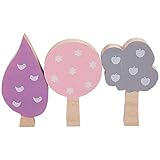 Yessetry 3 unids/set árboles de madera bloques adornos nórdicos niños decoración madera bloques de construcción juguetes (C)