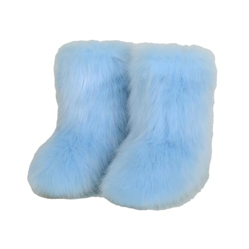 Faux Fur Boots, Mid-Calf Length, Furry Boots for Women Winter Snow Boots