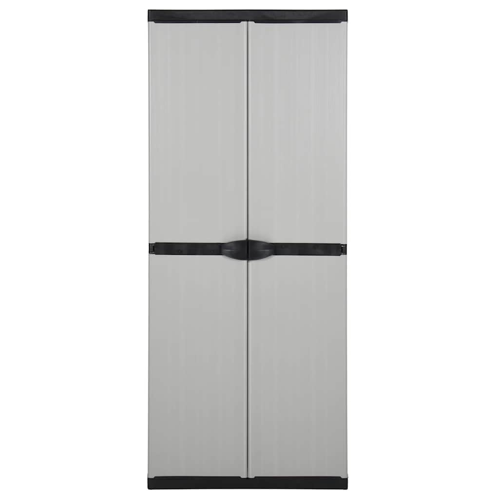 vidaXL Szafa ogrodowa z 3 półkami, szaro-czarna, 68x40x168 cm, szafka magazynowa, szafka do magazynku, szafeczka, szafki magazynowe