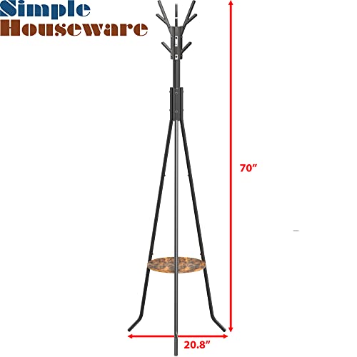 Simple Houseware Standing Garment Tree Rack With Shelve, Black #TOP5
