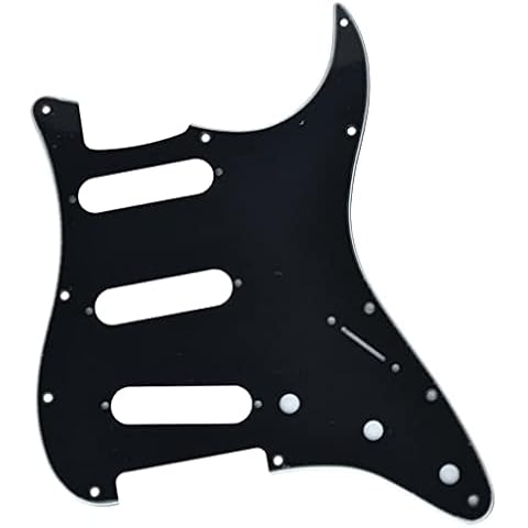 KAISH 11 Hole ST/Strat Style Pickguard SSS Pick Guard for USA/Mexico Stratocaster/Strat Black 3 Ply Cover