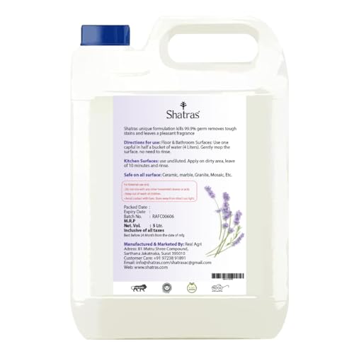 Image of Shatras Lavender Liquid Floor Cleaner - Multi-Surface & Tile Cleaner, Restores Shine, Alcohol-Based Cleaner for All Floor Types, Mosquito Repellent Floor Cleaner for Homes, Offices & Hospitals