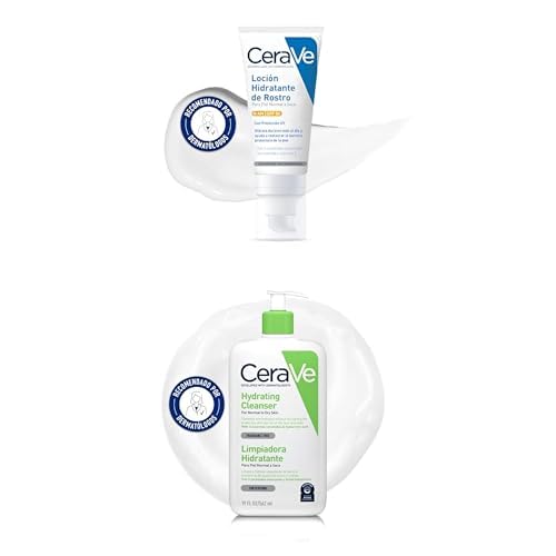 Rutina de Verano CeraVe, Loción Hidratante de Rostro SPF50, 52ml + Gel Limpiador Hidratante, Para Piel Normal a Seca, Con Ceramidas Esenciales y Ácido Hialurónico para Rostro y Cuerpo, 562ml