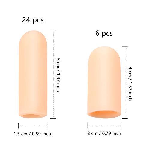 Frienda 30 Pieces Gel Finger Protector Finger Cots Silicone Finger Cover Cap Gel Finger Sleeves Finger Support For Finger Cracking, Finger Trigger (Apricot) #TOP1
