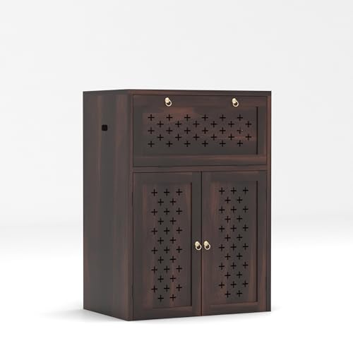 Image of Solid Wooden Inverter Battery Cabinet | Single Battery Box | Wooden Inverter Battery Cabinet | Battery Box | Sheesham Wood, Standard (Walnut)