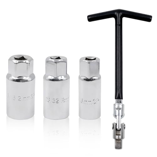 Zatix​bu 4 Pzs Juego de Llaves de Bujías 16mm, 18mm, 21mm, Universales Llave de Bujías en Forma de T Bujía, Llaves para Bujía para Coche y Motocicleta, Color Negro Mate