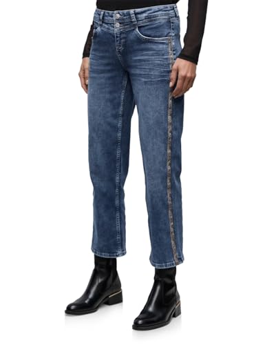 Jean à jambe droite avec ruban Street One femme en denim bleu classique pour le quotidien