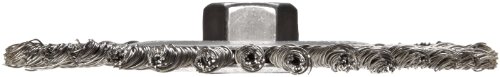 Image of Weiler 08786 Roughneck Jr. 6 inch Root Pass Weld Cleaning Brush, .020 inch Stainless Steel Wire Fill, 5 /8 inch-11 Unc Nut, Made in the USA