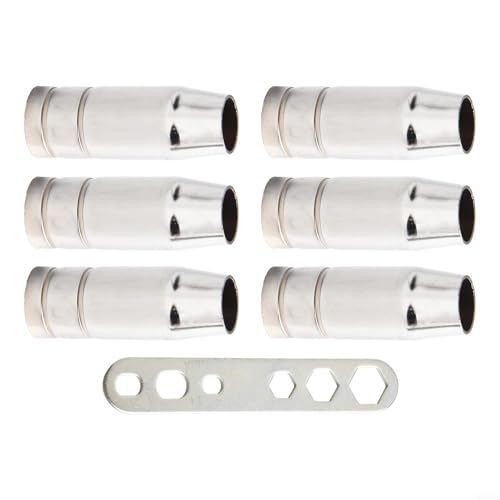 Consumibles de boquilla de gas cónica para soldadura MIG/MAG, compatible con linterna MB25 25AK, latón cromado, paquete de 6 con llave