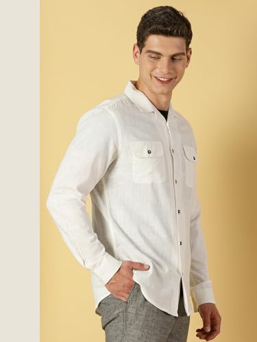 Image of Thomas Scott Men's | Solid | Full Sleeve | Regular Fit | 100% Cotton | Double Flap Pocket | Spread Collar | Casual Shirt
