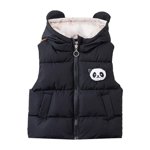 Toddler Winter Waistcoat Warm Puffer Hoodie Vest Sleeveless Water Proof Cute 3D Panda Pattern Thickened Jacket Girls