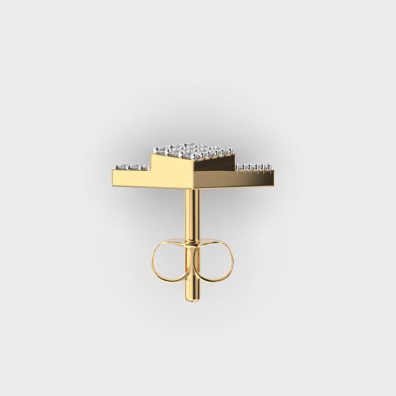 Orecchini a bottone da uomo in argento sterling 925 con quadrato magico | Placcatura in oro n. Pietra: 36 | Dimensioni gemma: 0,01-0,07 mm | Peso: 0,36 crt | Forma: rotonda | 2,848 grammi |LKE_G_00203