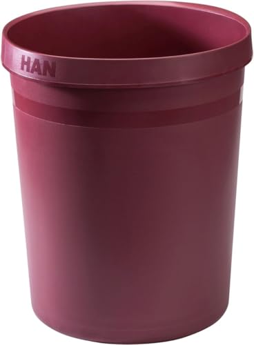 Image of HAN Grip Karma 18198-17 Waste Paper Bin, Sturdy Sustainable Waste Bin Made from 80-100% Recycled Material, 18 Litre Volume, Eco Red, Pack of 15